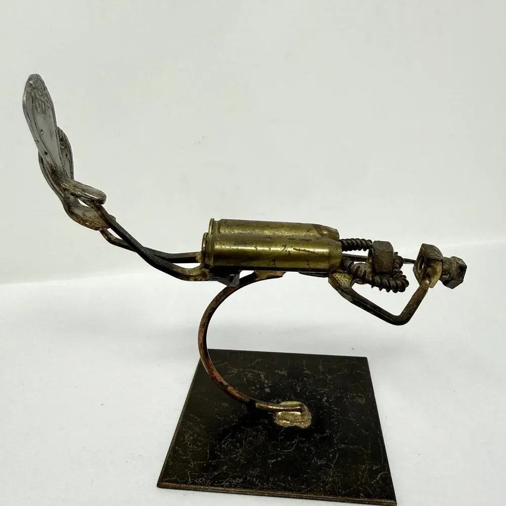 Vintage Industrial Metal Diver Sculpture Brutalist Found Object Art Brutalist